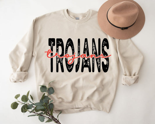 Distressed Trojans Sweatshirts & Hoodies